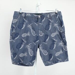 Rodd & Gunn Shorts Mens 38 Blue Chambray Denim Pineapples Slim Fit 9" Inseam